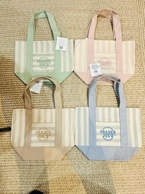 Pastel Stripe Canvas Tote Bag - Blue